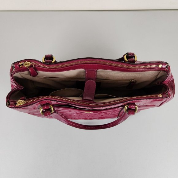 Coach Shoulder Bag Pink Patent Leather Peyton Op Art Embossed Jordan Carry All - Picture 2 of 16
